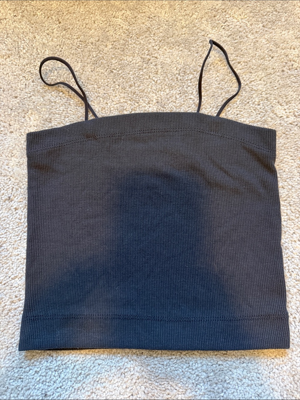 American Eagle Black Ribbed Spaghetti Strap Crop Top